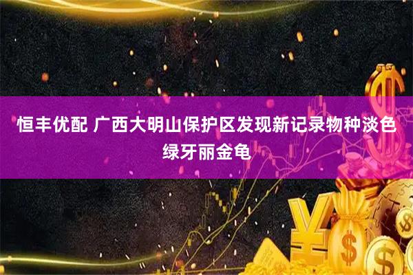 恒丰优配 广西大明山保护区发现新记录物种淡色绿牙丽金龟